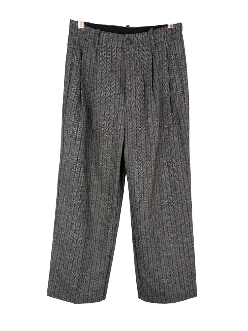 Anthropologie See U Soon Tweed Pleated Trouser Pant High Rise Wide Leg Pockets 4